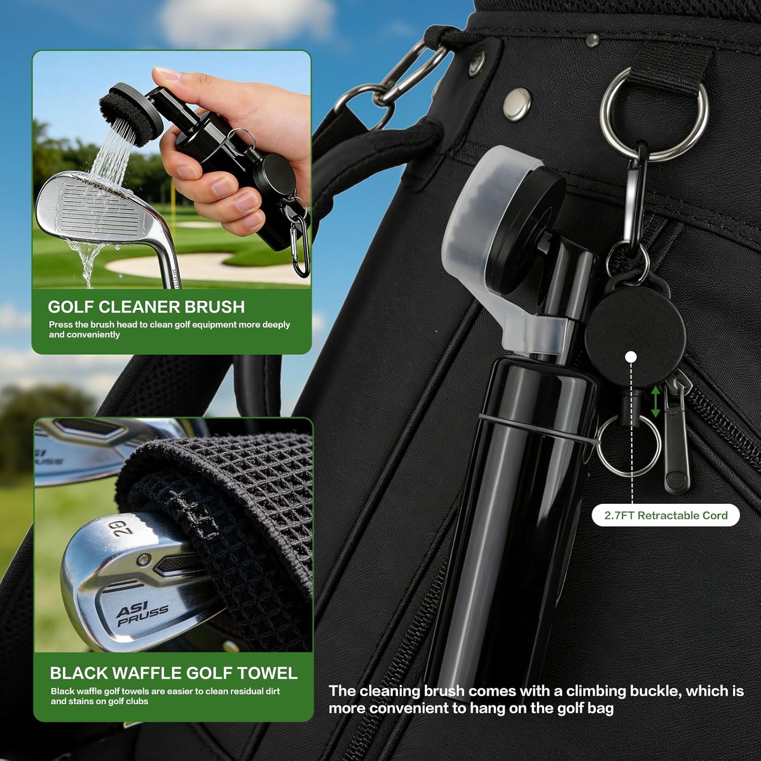 30Pcs Golf Accessories Kit with Towel, Club Brush & Groove Cleaner, Golf Balls, Tees, Score Counter, Ball Line Marker Tool, Divot Repair Tool Color Ball Markers Pen–Golf Gift for Men Golfers