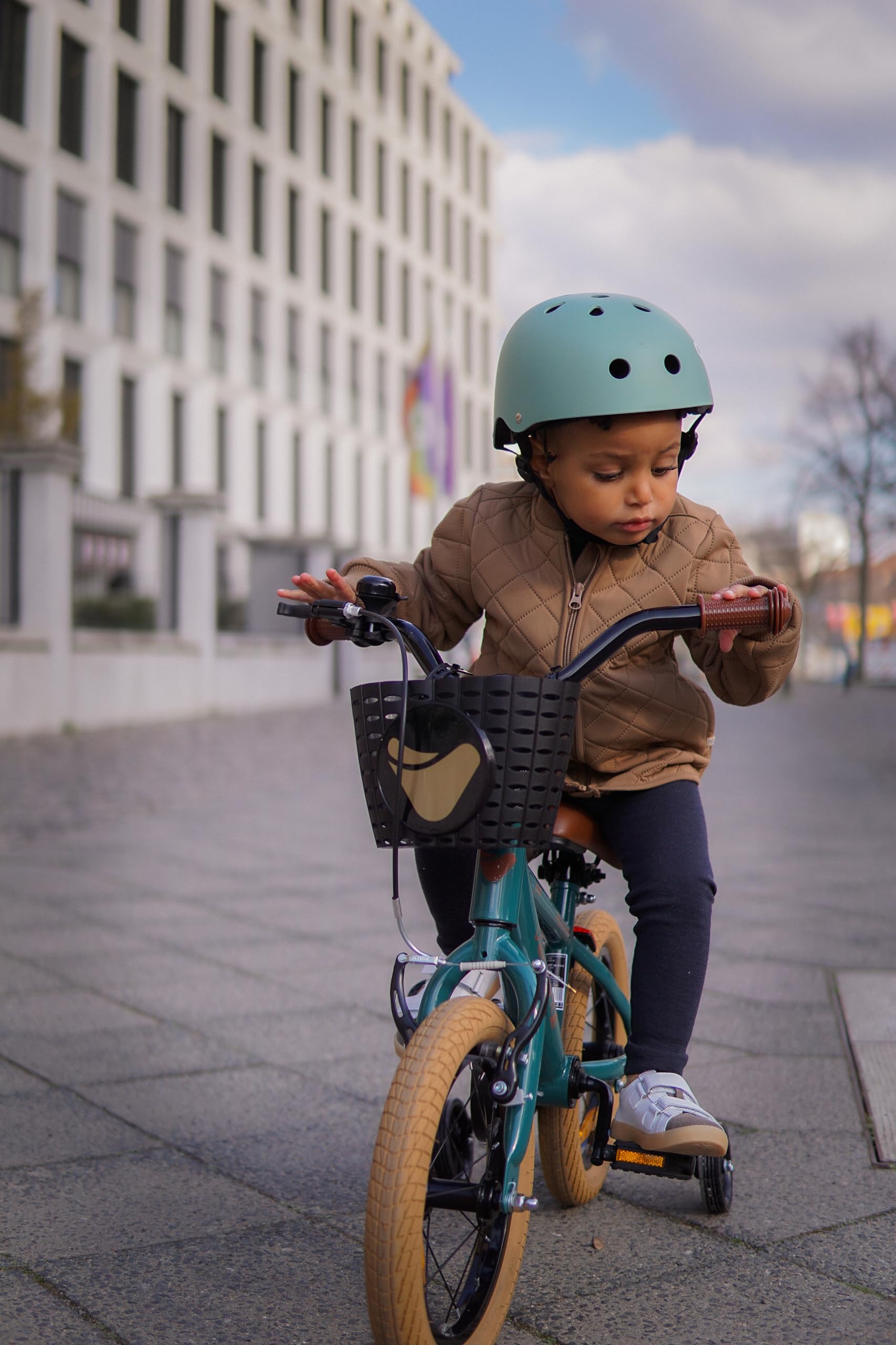 sun baby Verdant Bike Bicicleta Infantil de niño con Ruedas de Entrenamiento 12/14/16 Pulgadas, de niño 2-6 años, Manillar Ajustable y Timbre, V-Break y Freno de Torpedo