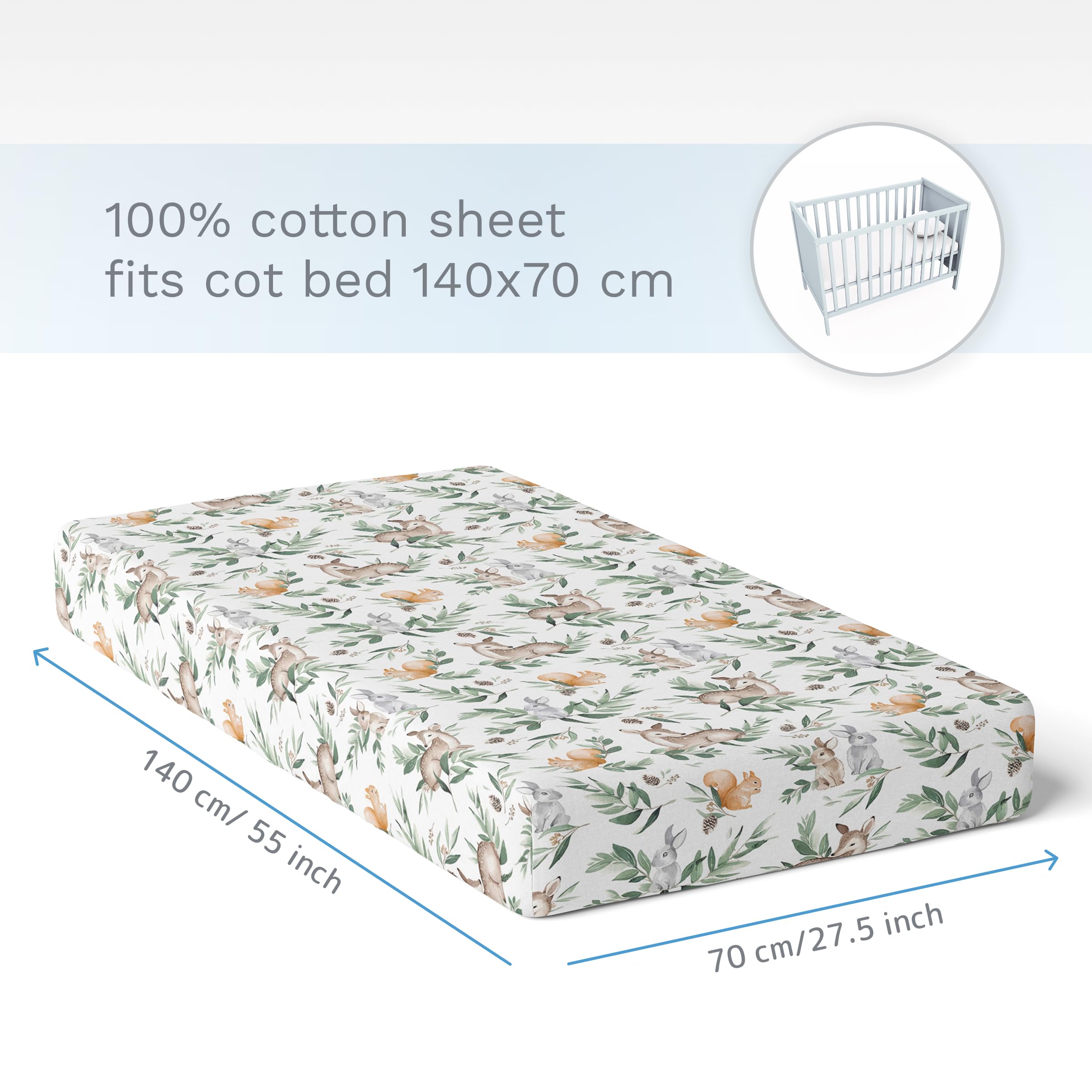 Baby Comfort Nursery 100% Cotton Fitted Sheet fits 140x70 cm Cot Bed Mattress (Safari Cars) — view 55