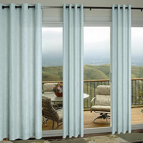 Long Curtains Semi Sheer Blackout 108 inches for Beach Sliding Glass Door Farmhouse Coastal Decor Home Living Room Bedroom Sea Green Set of 2 Panels Extra Length