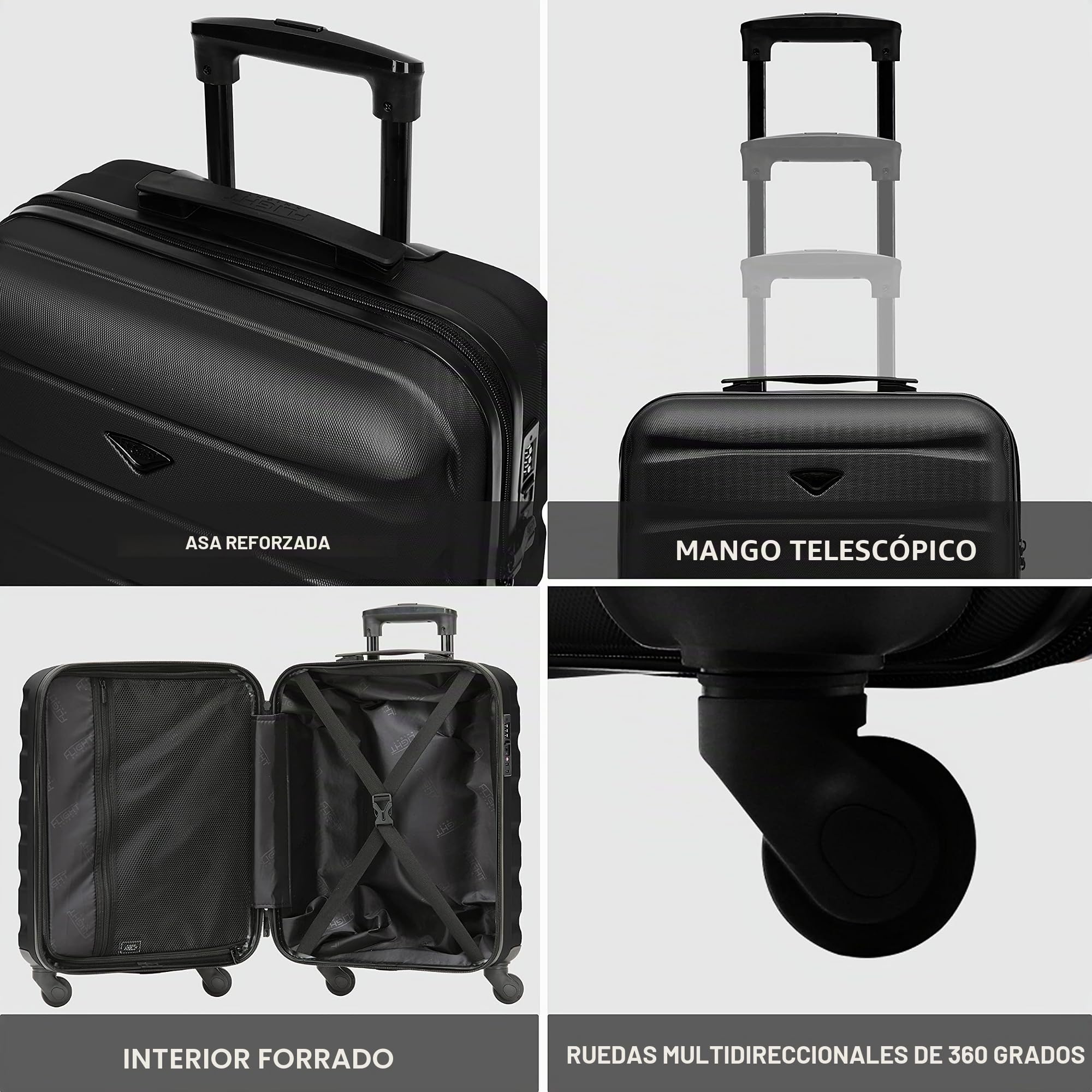 Flight Knight Maleta Rigida Ligera de 4 Ruedas, Equipaje de Mano Aprobado para Mas de 35 Aerolineas como British Airways, easyJet y Tamano Maximo para Lufthansa 55x40x23cm