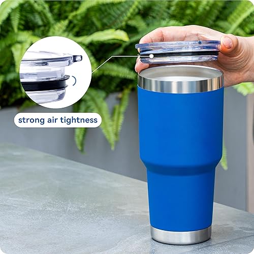 Miniatura 7 de Tapas de vaso de 30 onzas, repuesto a prueba de derrames, resistente a salpicaduras, para tazas de café Yeti Rambler y más, apto para vaso Silver