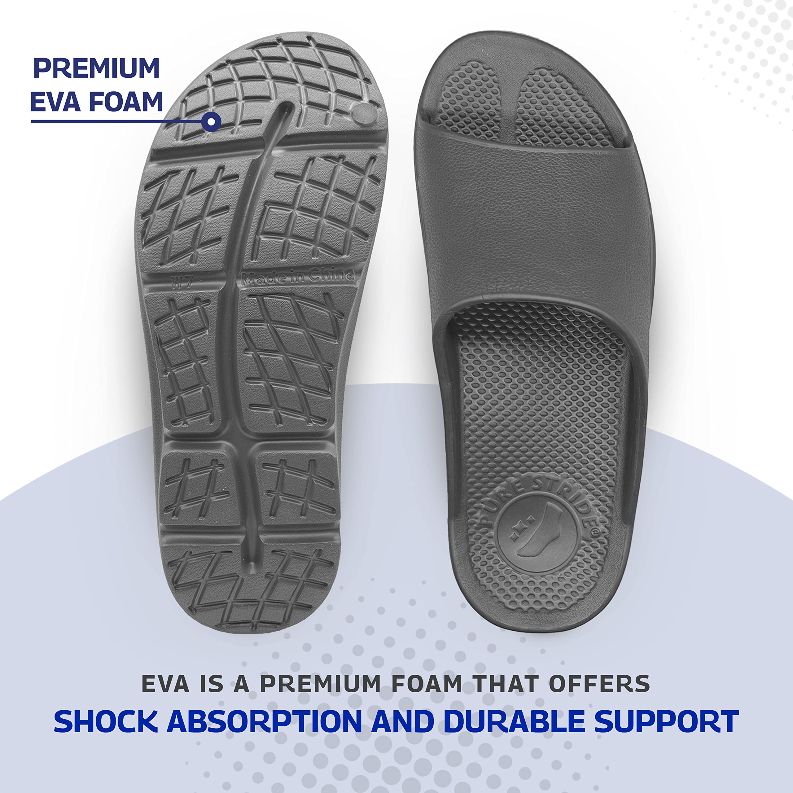 Pure Stride Therapeutische Slides, orthopädische Sandalen für Plantarfasziitis, Mittelfuß- und Fersensporn, zur Schmerzlinderung und Unterstützung des Fußgewölbes, GRAU, 13 Women/12 Men