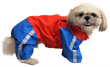 Doxters Full Coverage Dog Raincoat, Long Durability ToughCoat Size 26, for Large Dogs, Like Boxer, Doberman, Pitbull, American Bully, Orange and R Blue TFCT007S26