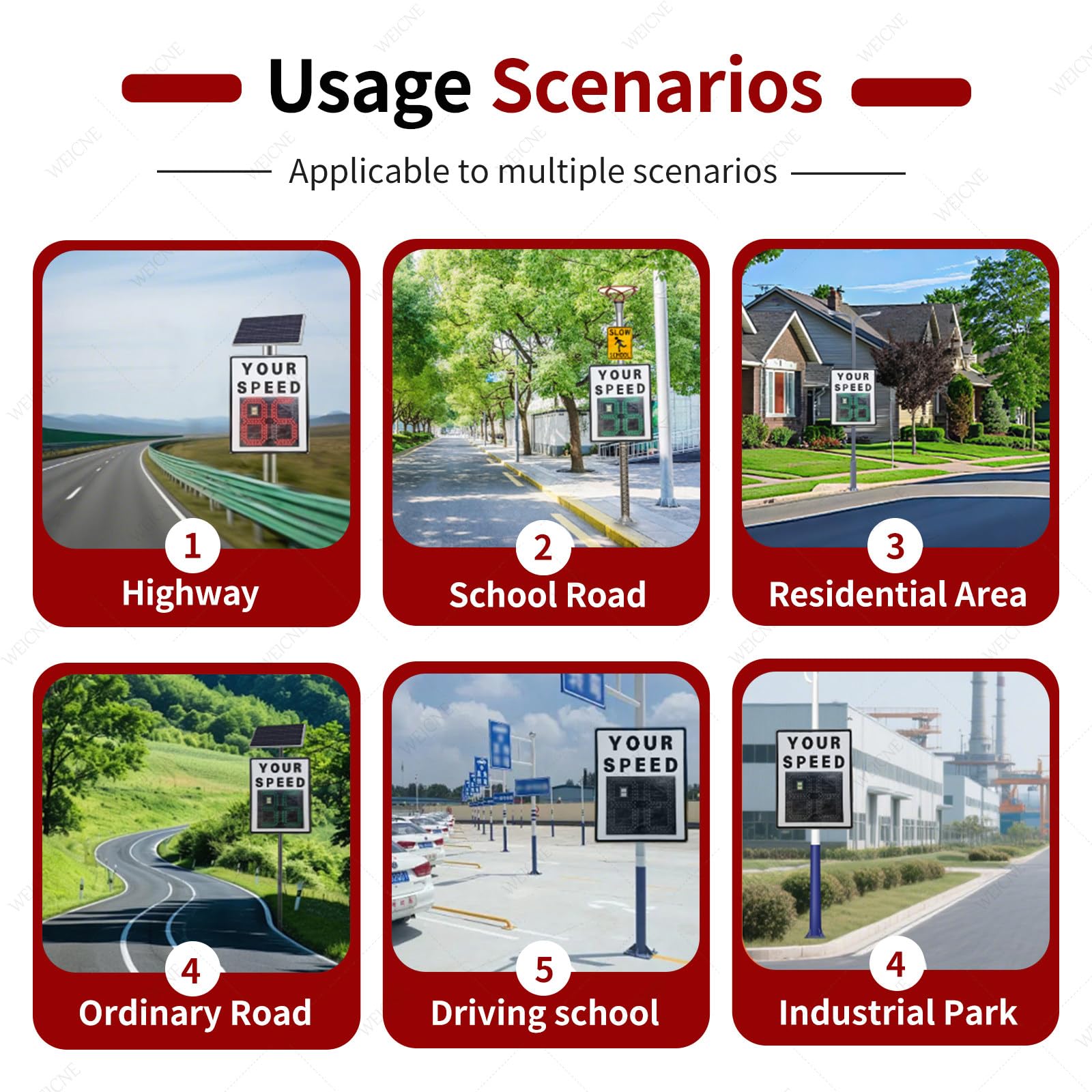 MIAOXIAOLONG 60 X 90 Cm Señal De Radar De Velocidad Solar, con Indicador De Velocidad Y Control Remoto, con Detector De Límite De Velocidad Y Pantalla Led, 336 Led E Intermitente Ajustable White
