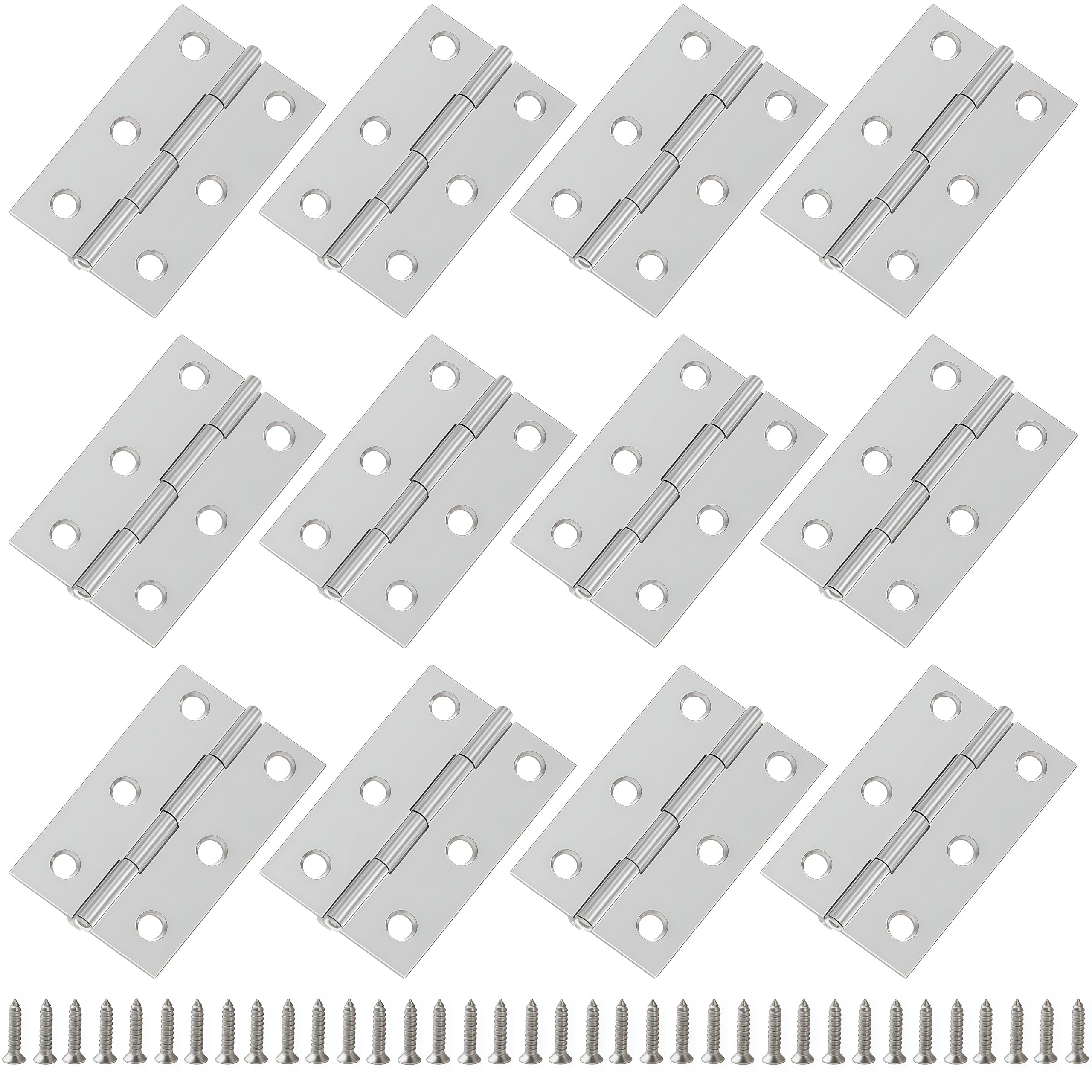 Vbnexyr Regular Door Hinges 12 Pack 270° Stainless Steel Silent Bearing Hinges Suitable For Doors Windows Cabinet Doors Wooden Crates And Diy Projects 2.6 Inches