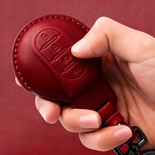 Miniatura 10 de Tukellen Compatible con BMW Mini - Funda de cuero para llavero compatible con BMW Mini Cooper F54 F55 F56 F57 F60 - Marrón