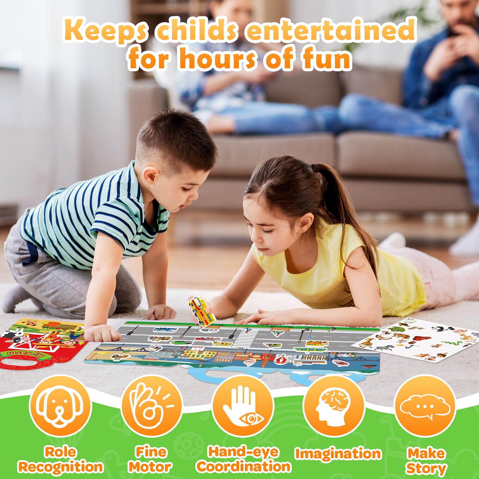 4 juegos de libros de calcomanías reutilizables para niños de 1 a 3 años, libros de actividades para niños de 2 a 4 años, calcomanías de gelatina, juguetes de viaje para niños de 3 a 5 años, regalos