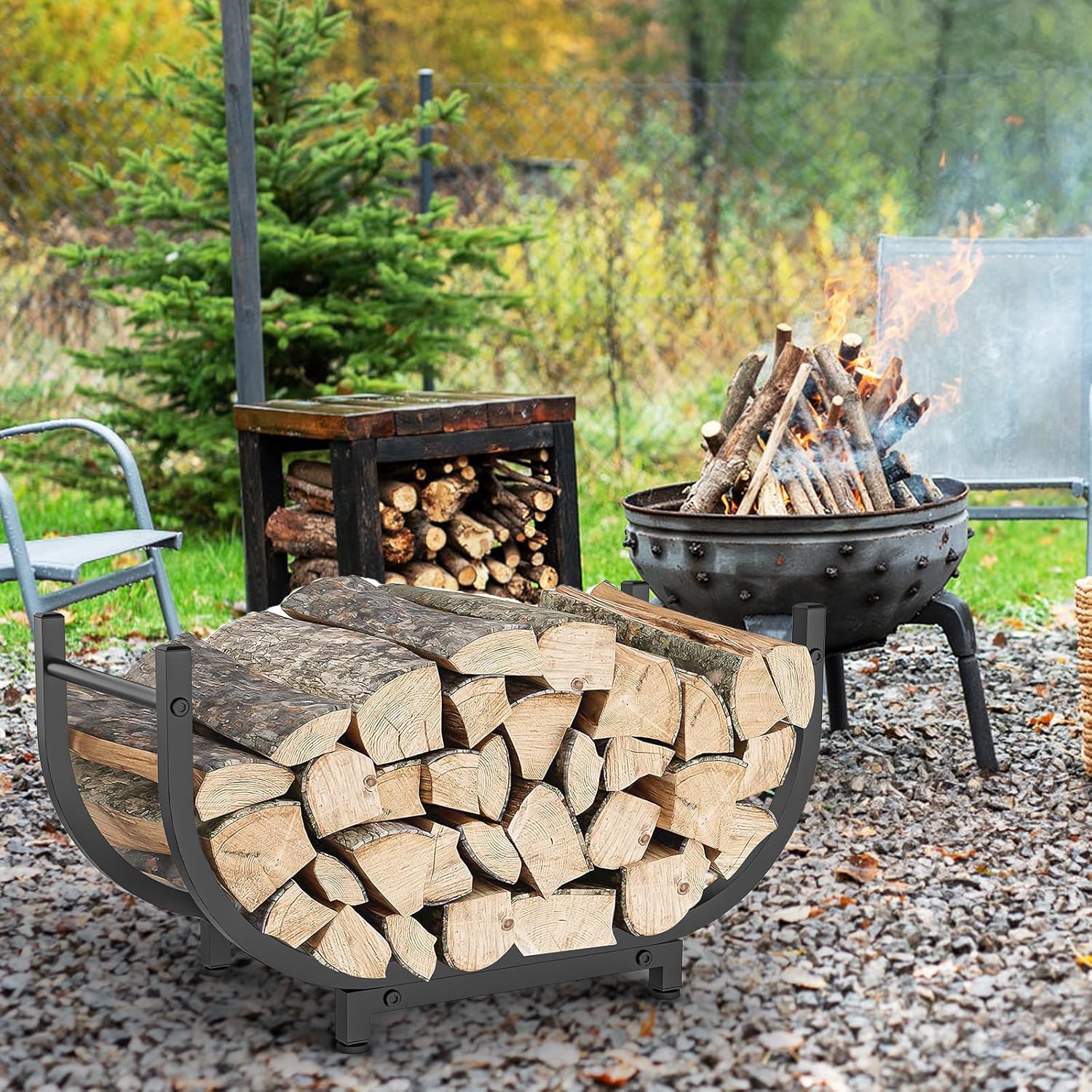 Firewood Rack Outdoor 30in，Indoor Firewood Storage and Firewood Rustproof Holder，Stable Log Holder and Fireplace Decor Organizer