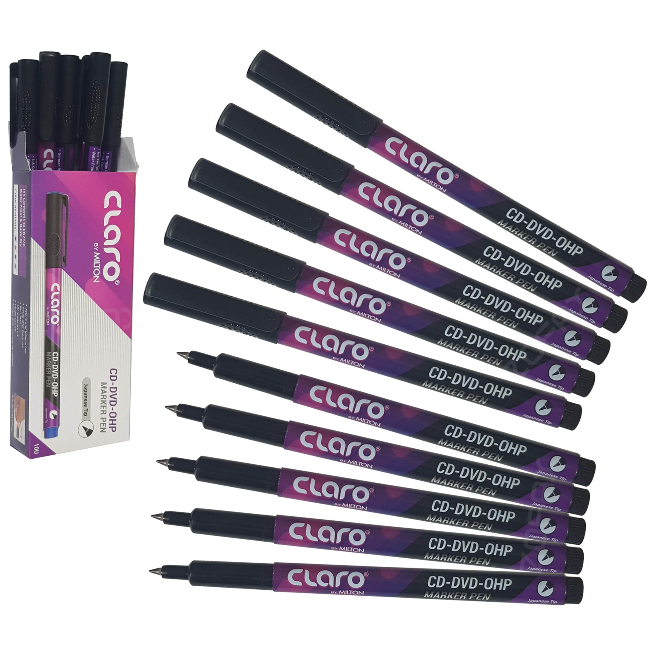 SUPEX Permanent Marker Pens, BLACK, Fine Tip, Pack of 10, CD-DVD-OHP Marker Pens, UV Resistant Ink, Quick Dry, Waterproof Ink - Image 2
