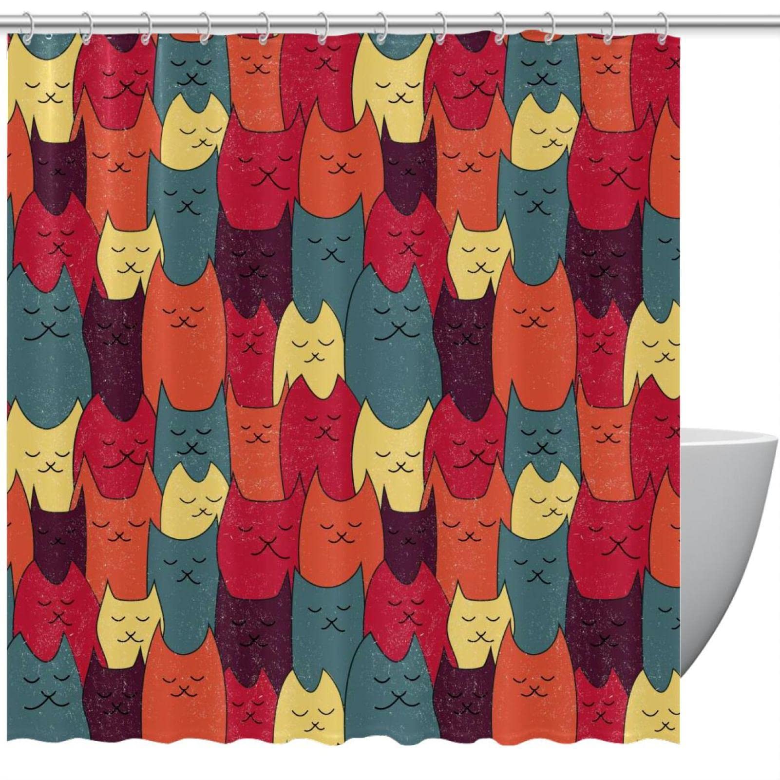 Rideau de douche imperméable chat 168x183 : finissez-en avec le sol mouillé