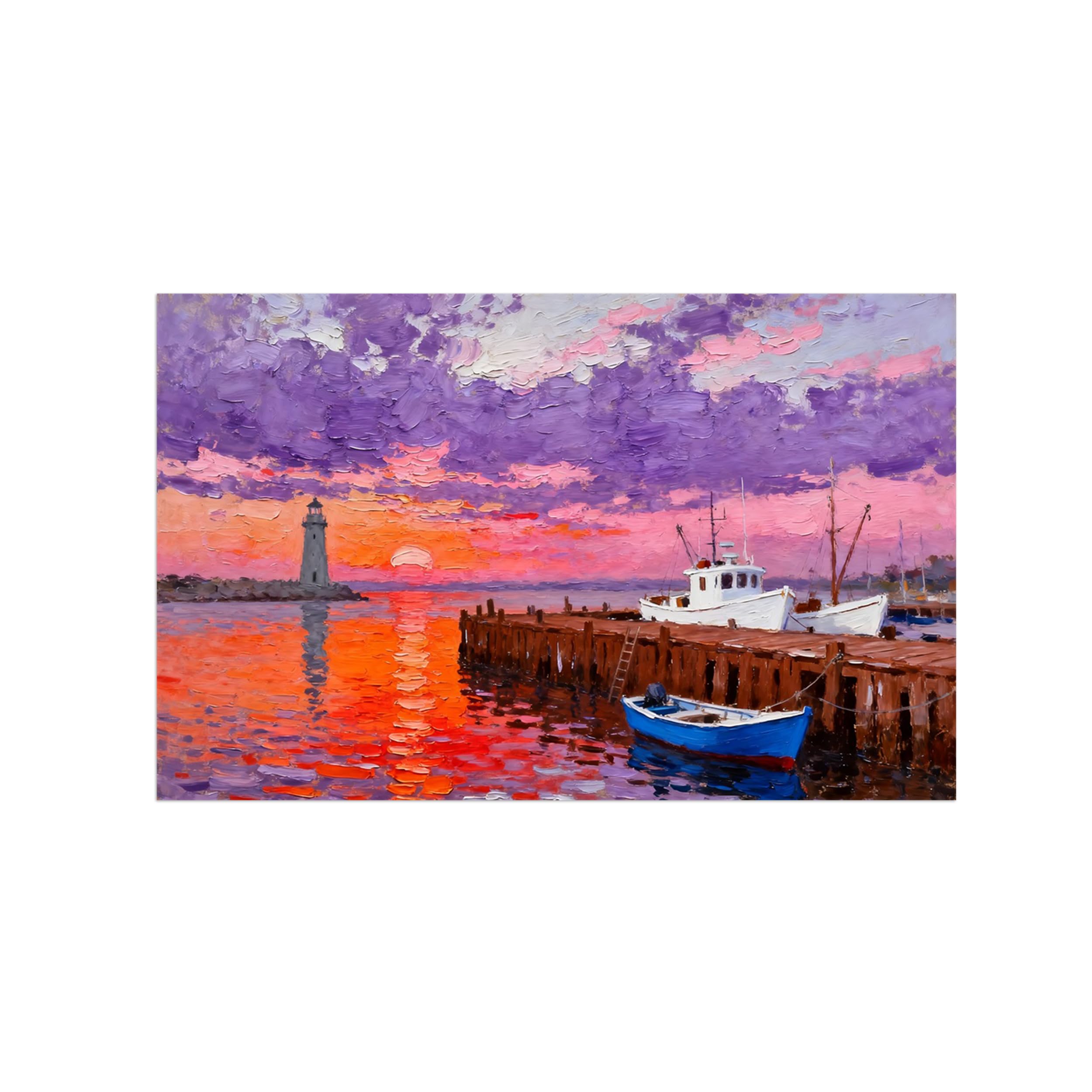 Ozpwbvy Unframed Lake Sunset Landscape Canvas Wall Art Picture 20X30cm