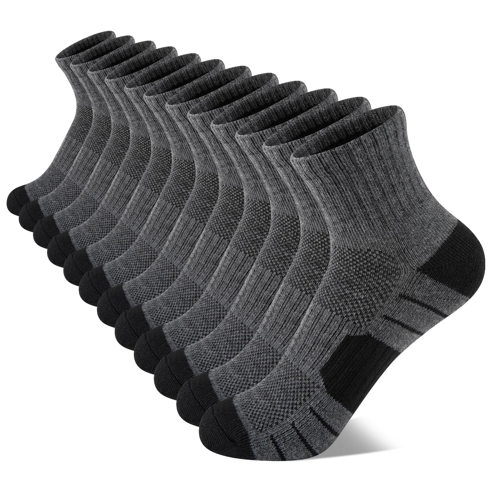 Comfoex 12 Pairs Boys Socks kids Cushioned Sport Short Quarter Athletic Sock For Little Big Kids 6-8 8-10 years