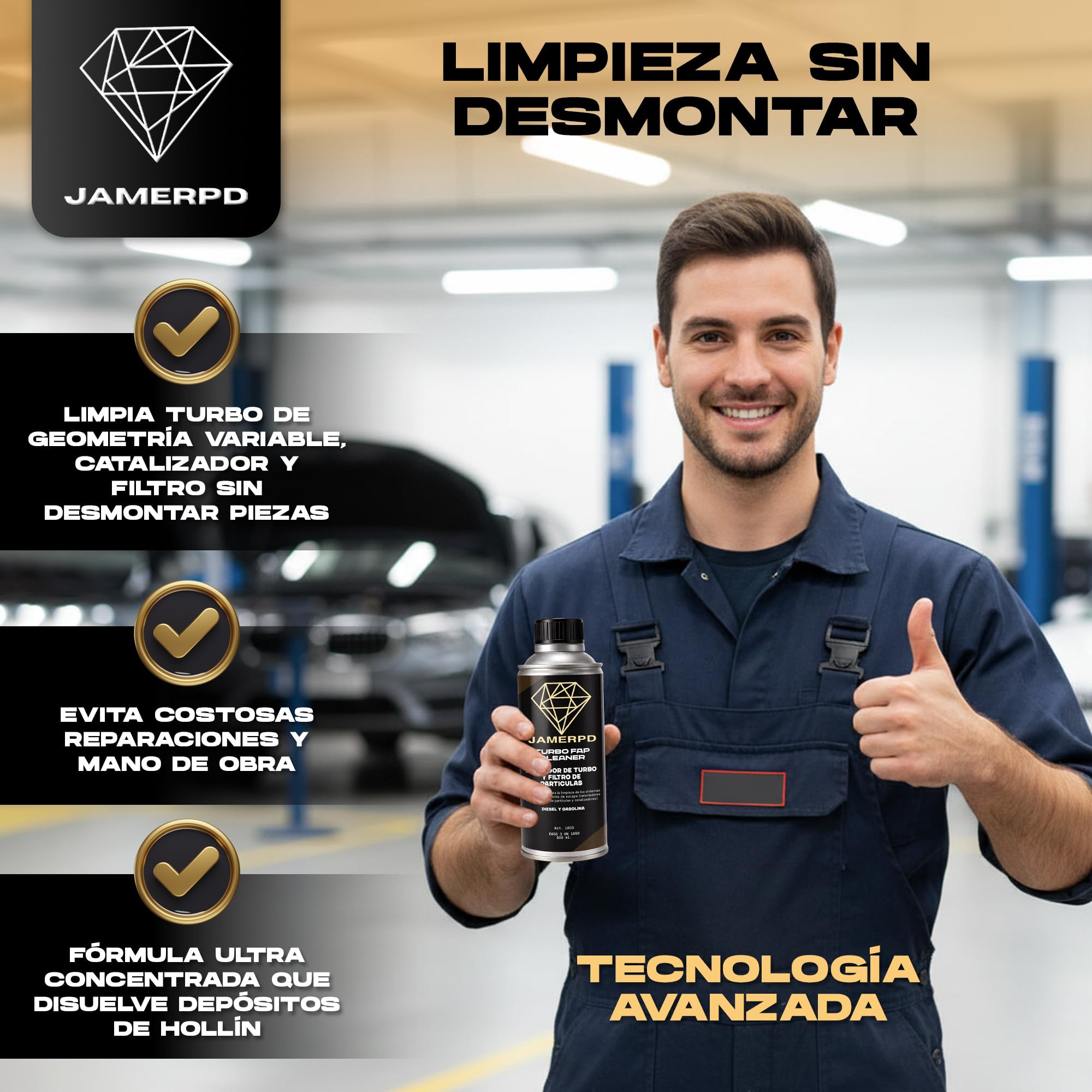 JAMERPD Limpiador de Turbo FAP Cleaner - Limpiador de Turbo - Filtro de particulas 500ML- Limpieza Coche - Eficaz para Motores Diesel y Gasolina - 500 ml