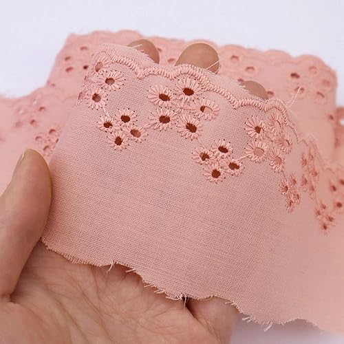 Miniatura 8 de Cinta de encaje de algodón verde claro bordada de 5 yardas para coser, ropa de bebé, ropa de mascotas