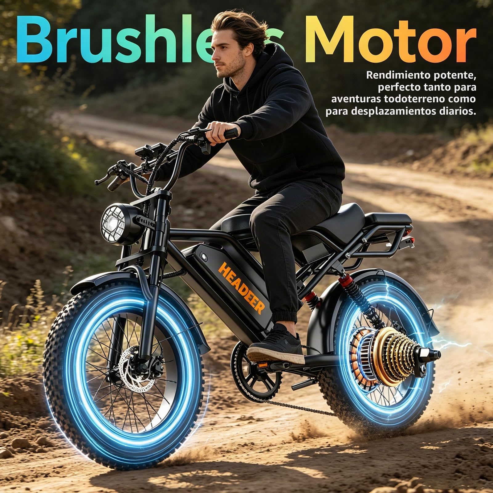Bicicleta eléctrica para Adultos BK20, batería extraíble de 48 V y 20 Ah, Bicicleta de montaña con neumáticos Anchos de 20×4, autonomía de 50-100 km, Frenos de Disco Dobles y Doble suspensión
