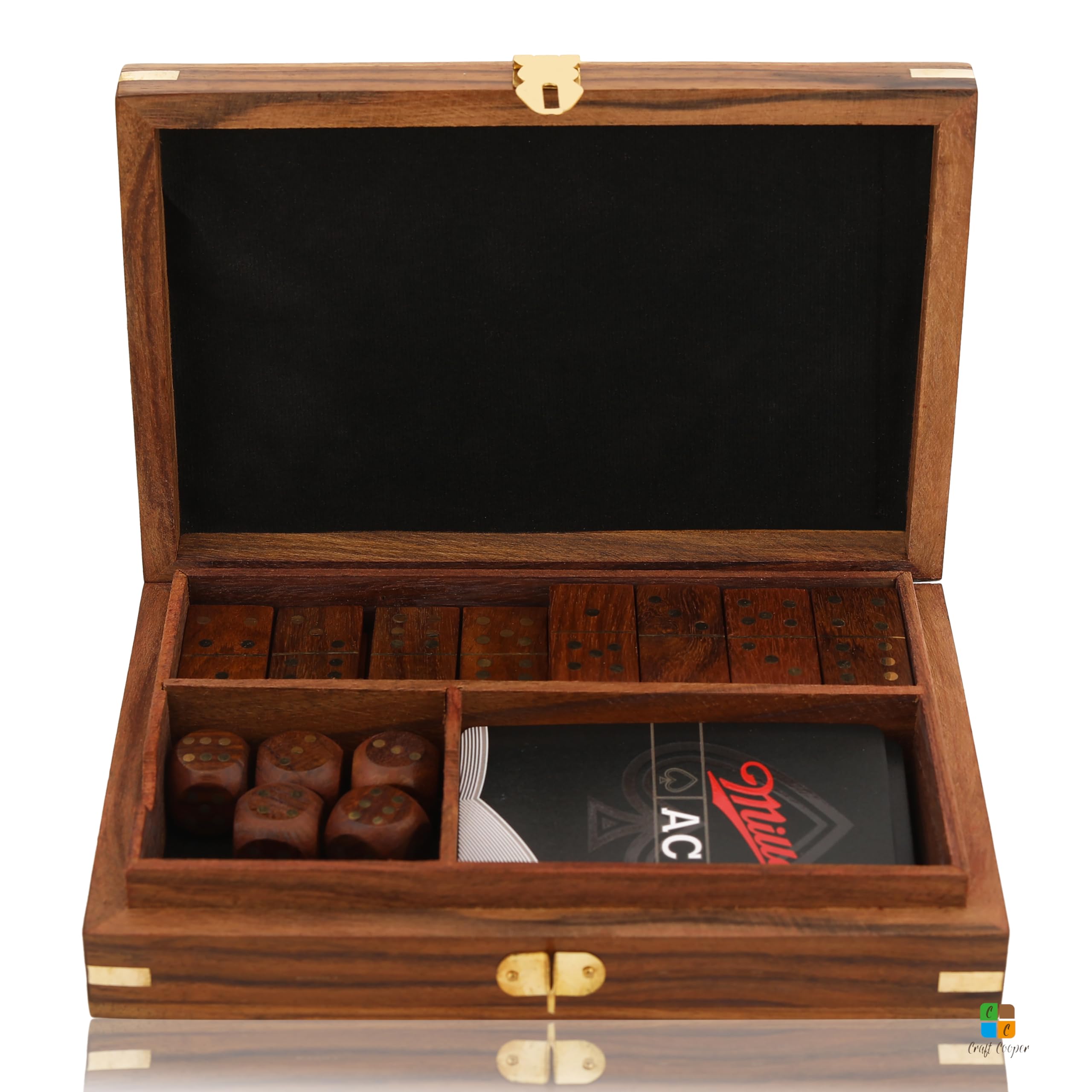 Craft Cooper || Unique Birthday Gift Ideas Handcrafted Classic Wooden Playing Card Holder Deck Box Storage Case Organizer (BROWN, 12x18x4) 4