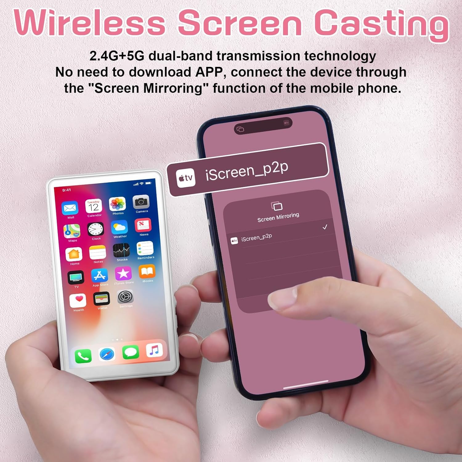 Wireless Selfie Monitor Screen, Rear Camera Monitor for iPhone/Android, Portable Phone Vlog Selfie Monitor Screen with Remote Control & Magnetic Connection, 1800 mAh, Gift for Friends/Family, White