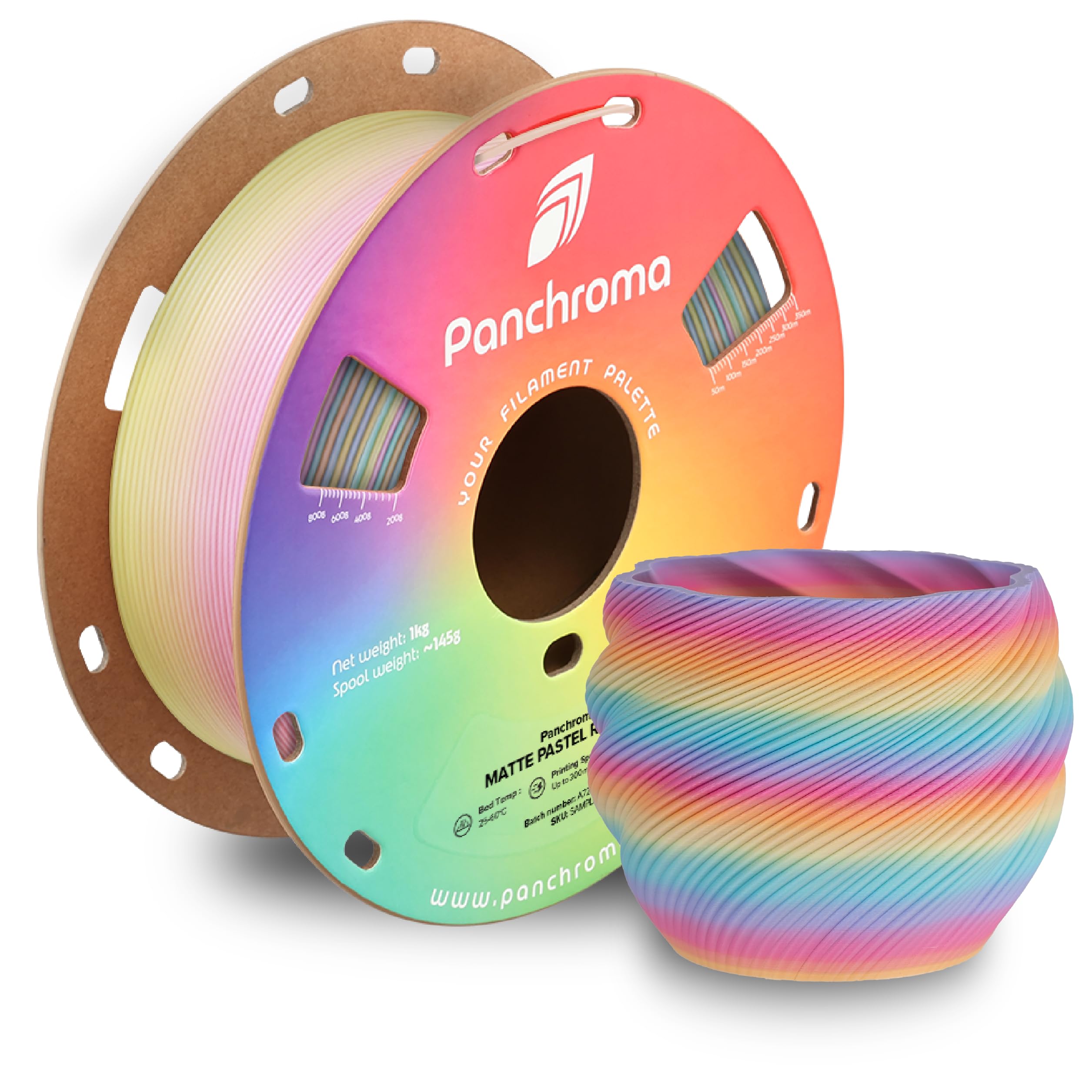 Polymaker Panchroma Gradient Matte PLA Filament, Multicolor Gradient Matte Pastel Rainbow 1.75mm 3D Printing Filament, 3D Printer PLA Filament, Fit