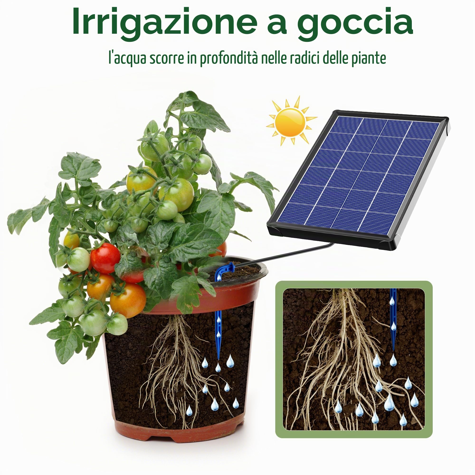 Biling Sistema solare per irrigazione balcone, 15 m, 3,5 W, piante, aiuola