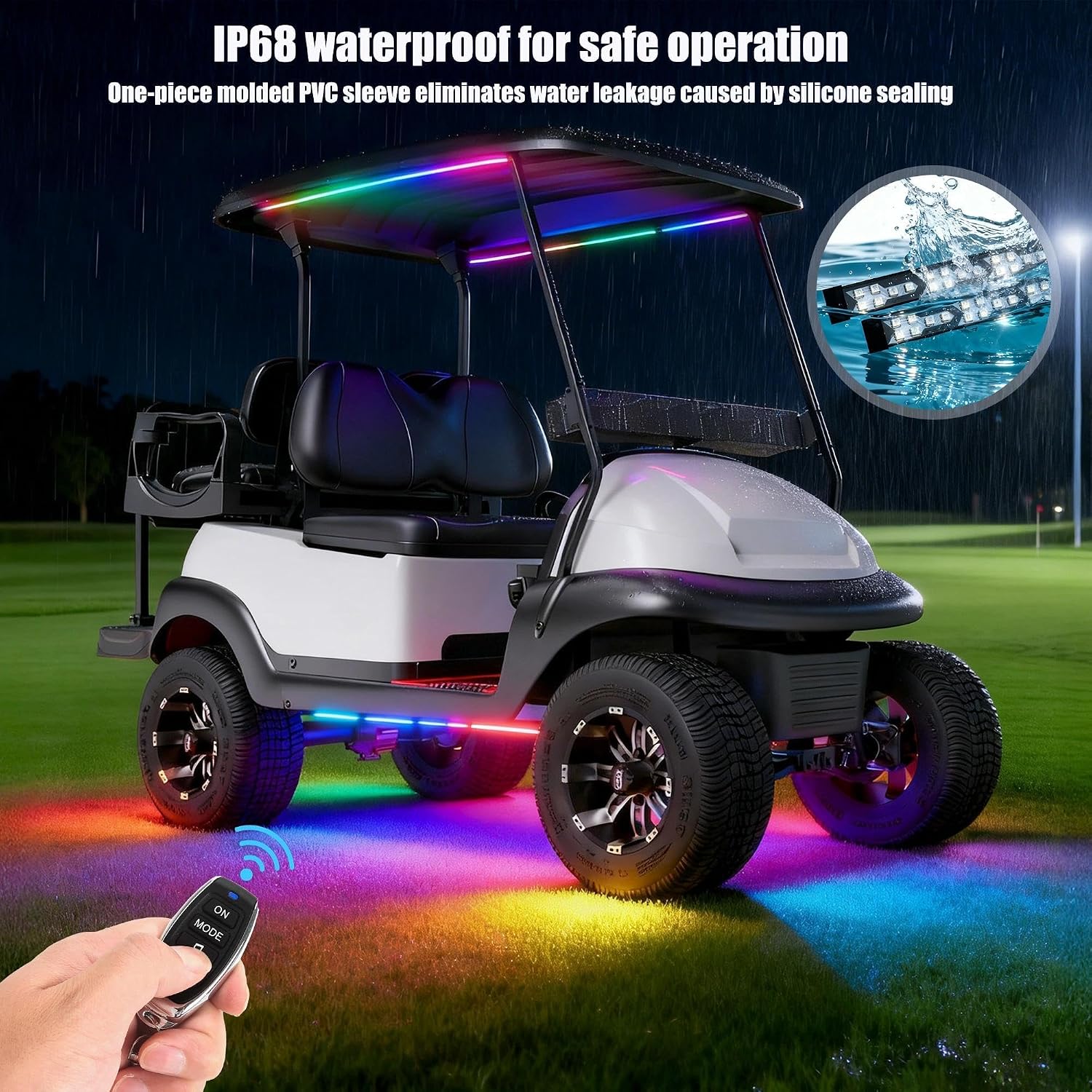 10L0L 6PCS Golf Cart Underbody Light Kit, Underglow LED Strip for EZGO Club Car Yamaha, 24 Modes Multicolor RGB Music Sync Waterproof, Canopy Lights Optional (6 Pack(4 Underbody and 2 Roof-Fishbone)) image 3