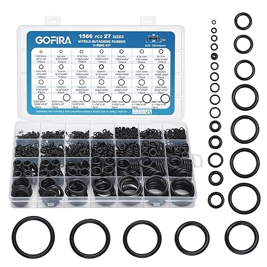1566Pcs of 27 Varieties of O-Ring Seal Kit in Nitrile Rubber Material for Automotive, Plumbing, Air & Water Fitting Seal Leak Repair