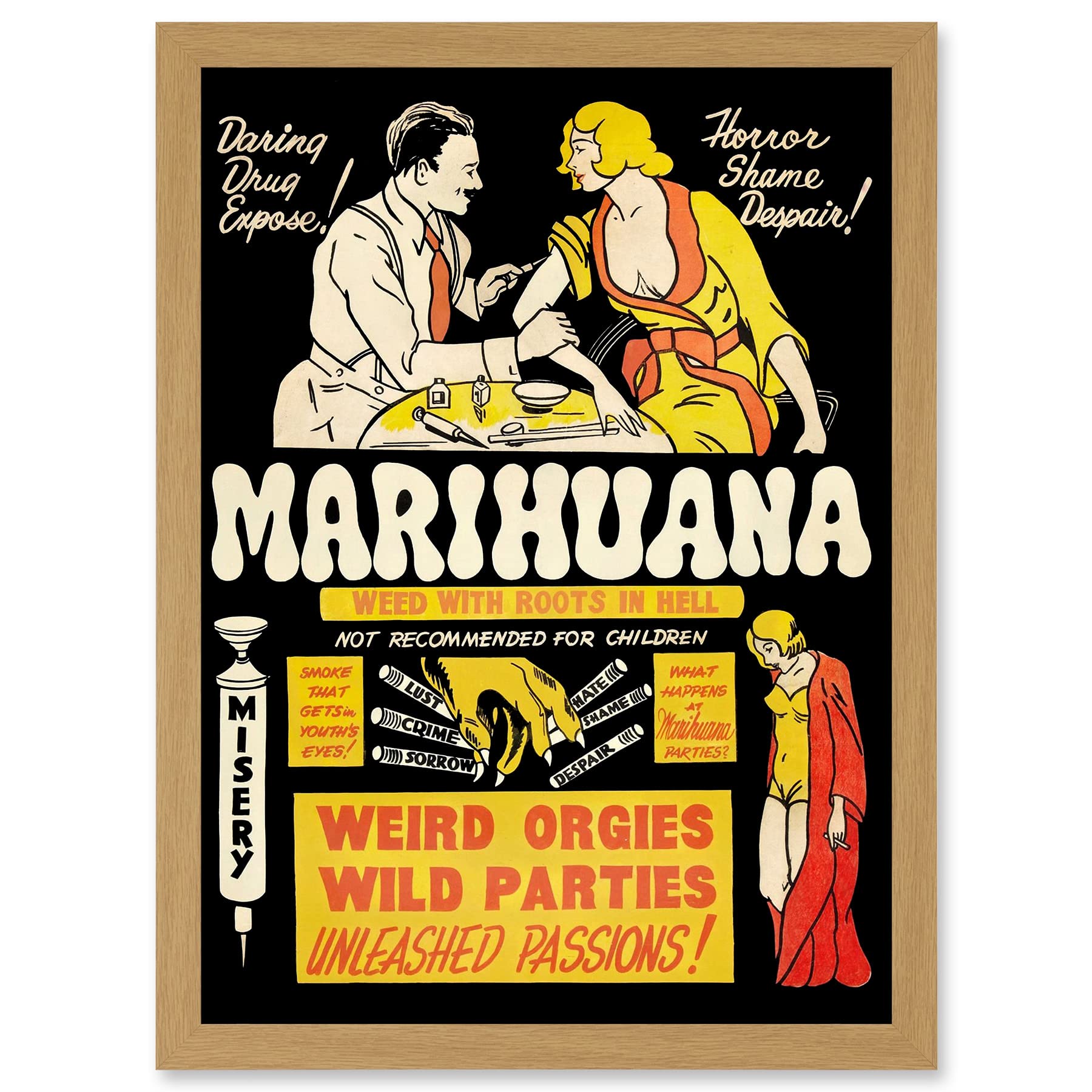 Artery8 Drug Abuse Marijuana Prohibition Cannabis Weed Reefer Weird Orgies A4 Artwork Framed Wall Art Print