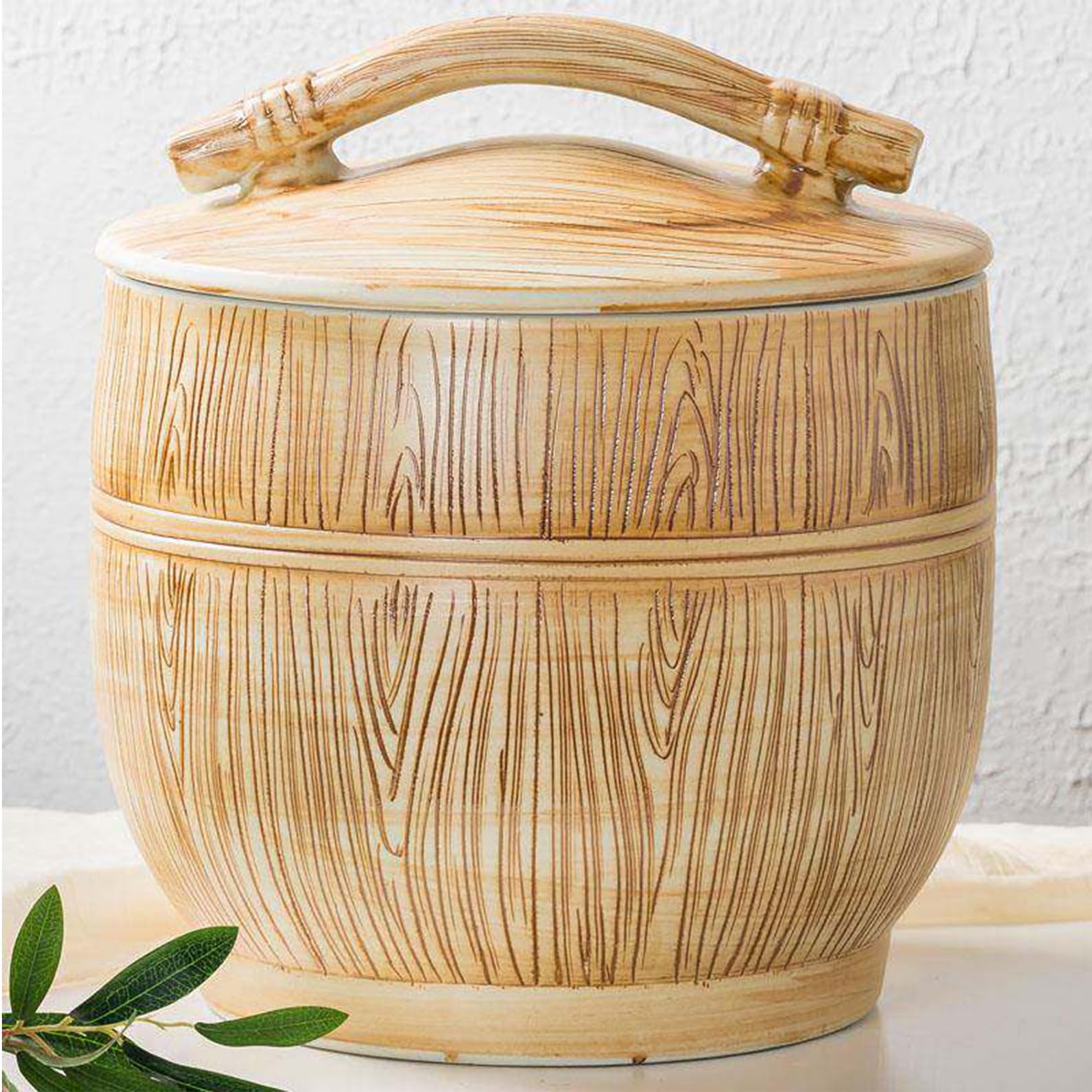 Hlixzoy Large Ceramic Food Storage Container with Airtight Lid – Chinese-Style Rice & Grain Dispenser Jar, Versatile Canister for Tea, Coffee Beans, Cereal, Flour & Sugar – Kitchen Pantry Organizer