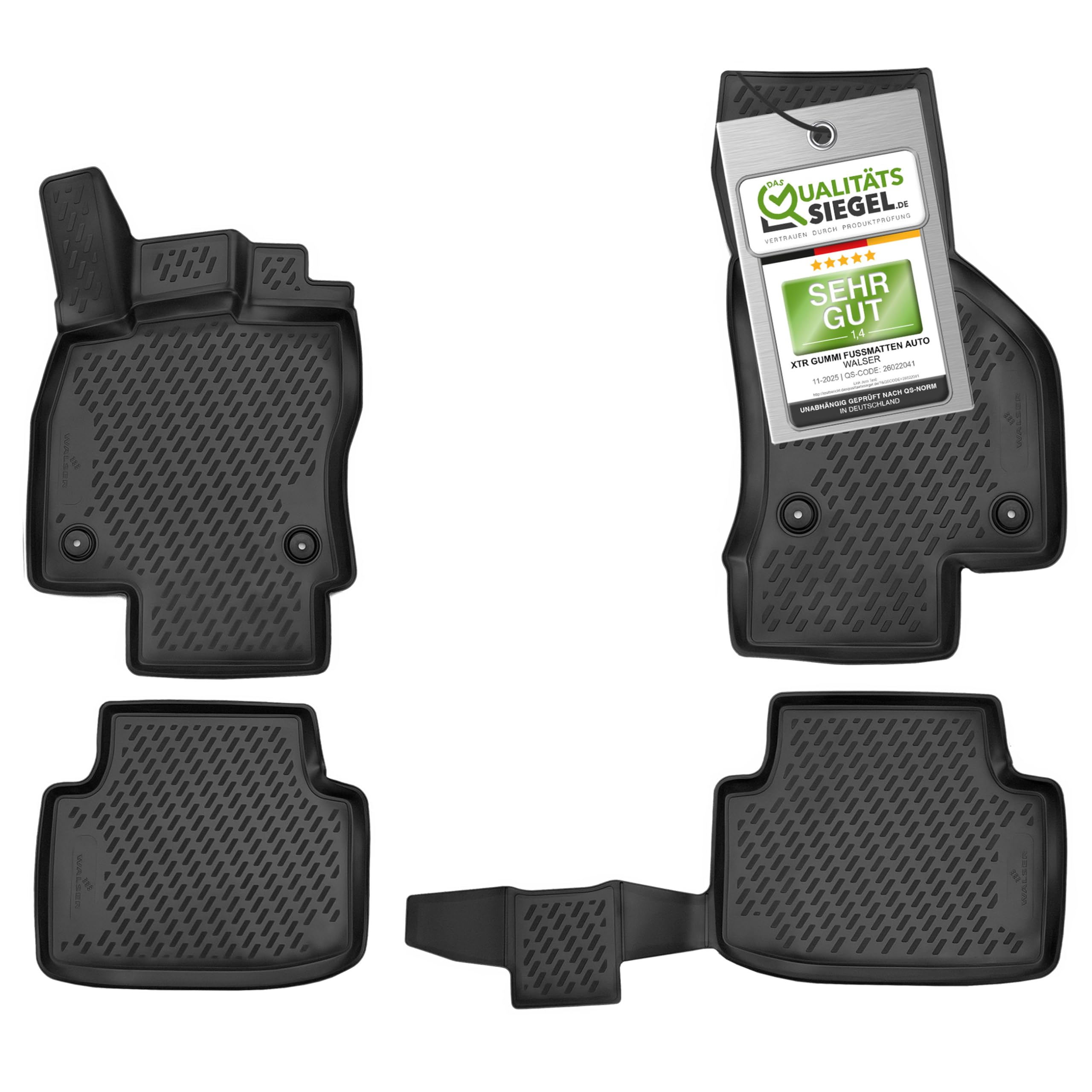 Walser Alfombrillas de Goma a Medida XTR Compatible con VW Passat (B8) 08/2014-2023, Alfombrilla Coche, Protector de Suelo Coche