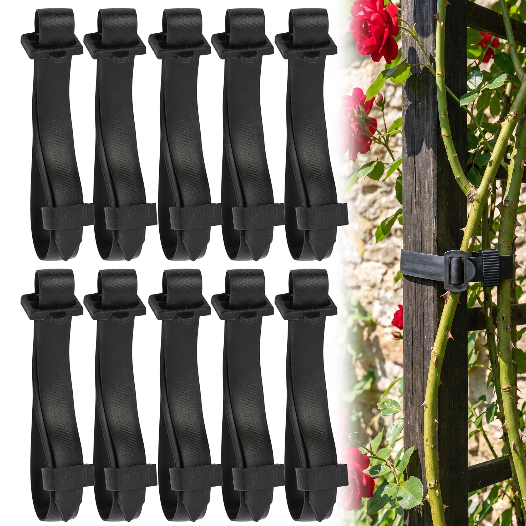 JTENGYAO 10 Pack Rubber Tree Ties Adjustable Plant Support Straps