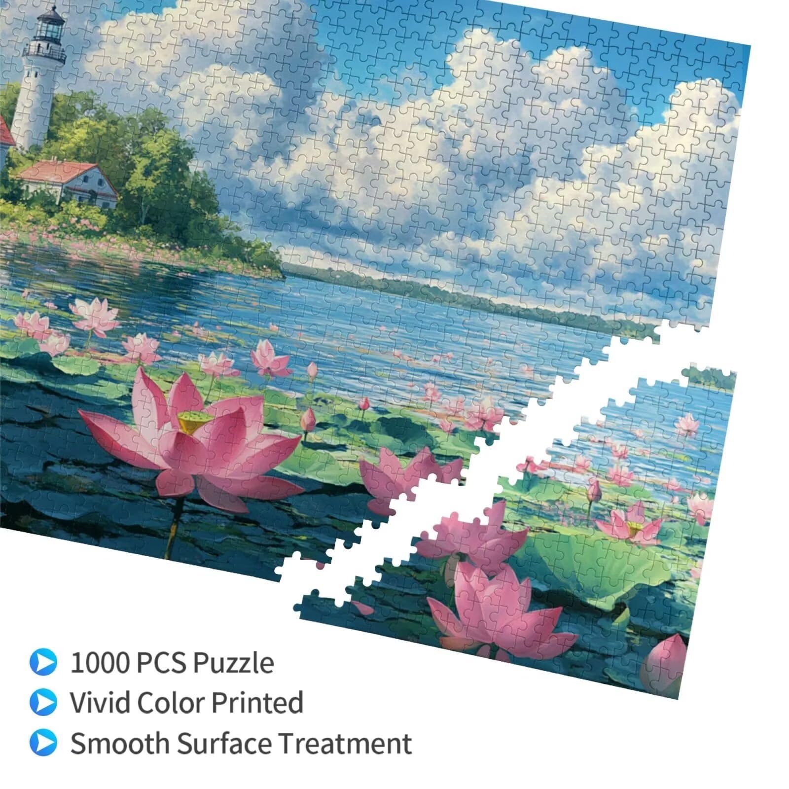 Puzzle Lotus, 6000 elementów, jezioro, puzzle dla dorosłych, z pudełkiem na prezent, "zrób to sam", duże drewniane puzzle dla dorosłych, gra zręcznościowa dla całej rodziny, prezenty dla kobiet, 105 x