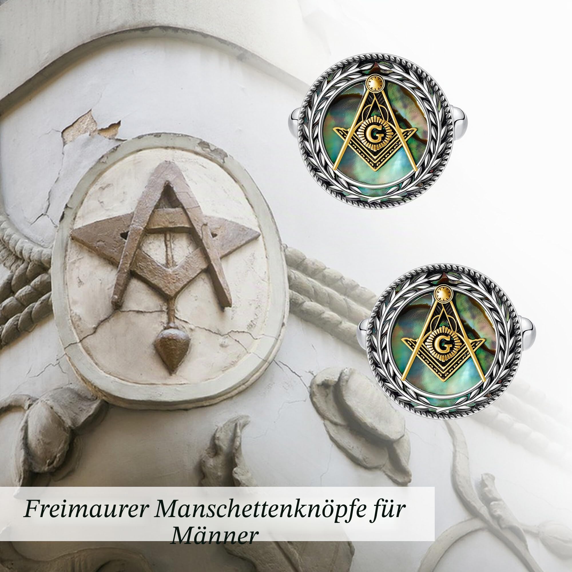 Freimaurerische Manschettenknöpfe für Männer aus Sterlingsilber Freimaurer Manschettenknöpfe aus Abalone Muschel Freimaurer Muttertag Schmuck für Männer