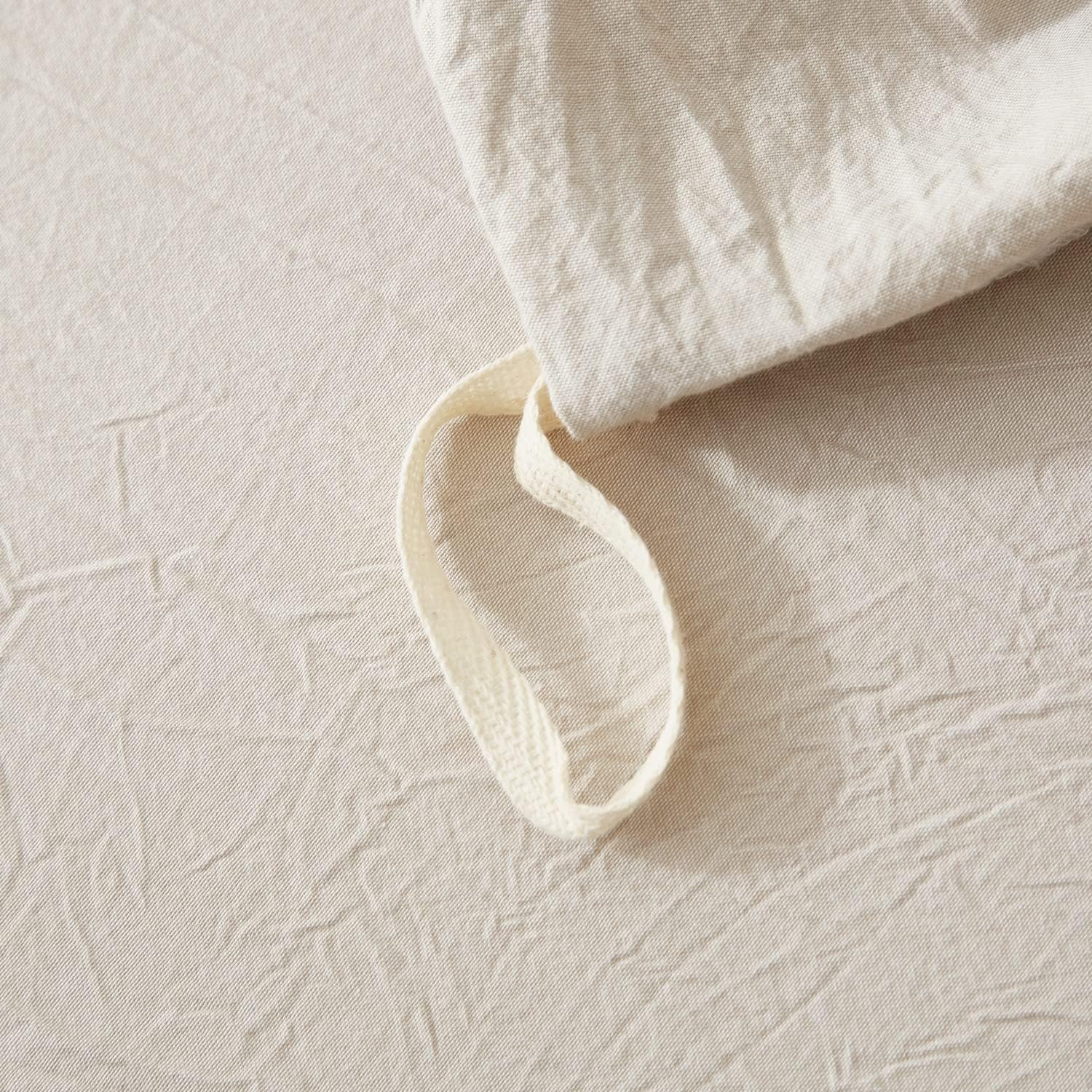 Sedefen Housse de Couette 220 x 240 cm Beige Coton lavé Couleur Unie - Parure de Lit 2 Personnes avec Fermeture Éclair - Aspect ridée Naturel Housse Couette avec 2 Taie d'oreiller 65x65 cm