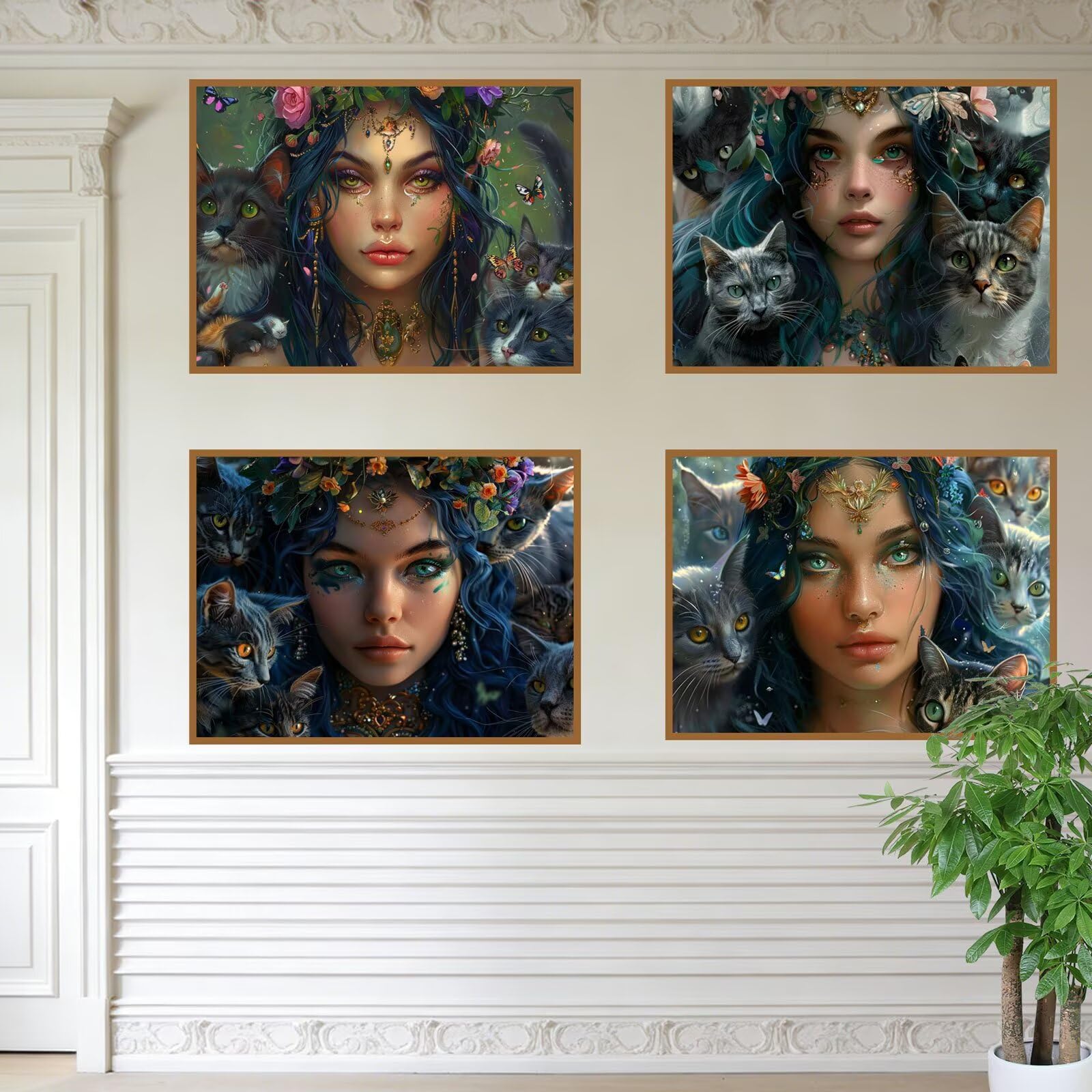 Malarstwo diamentowe dla kobiet 60 x 45 cm kwadratowy obraz diamentowy 4 sztuki 2026 nowy DIY 5D zestaw do malowania diamentami z akcesoriami, prezenty świąteczne, dekoracje świąteczne i noworoczne i