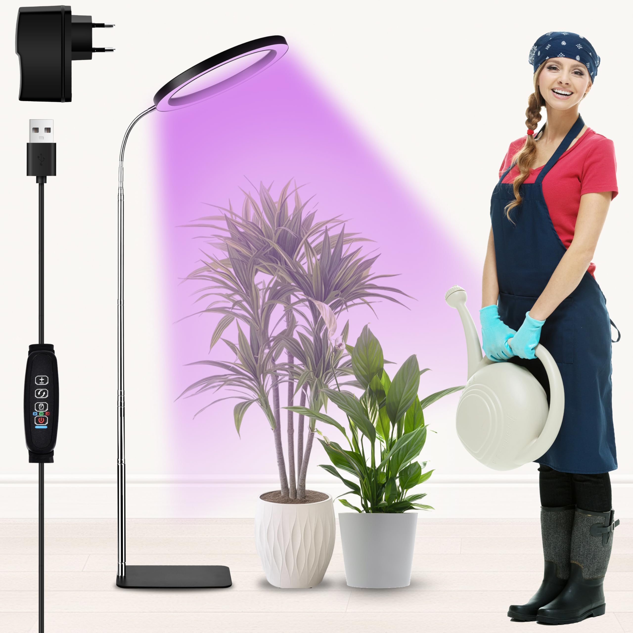 Lampe Horticole LED à Spectre Complet - Dimmable 10 Niveaux, Minuterie 4/8/12H, 238 LED - Pour Plantes D'intérieur, Semis, Croissance