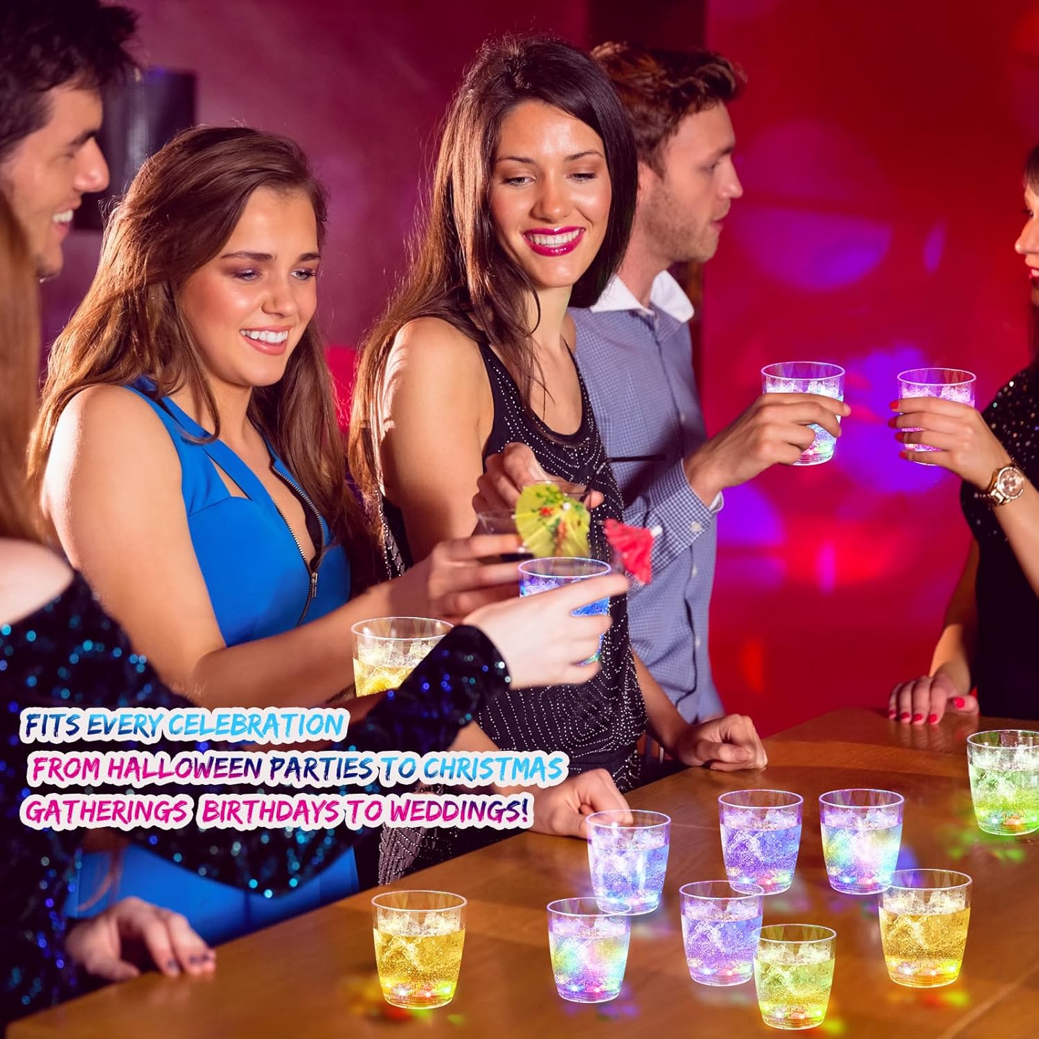 10 oz Plastic Light up Glasses LED Cups for Night Drinking Liquid Activated Glow Party Favor Multicolor Neon Shot Glasses for Disco Bar(6 Pcs) - Image 7