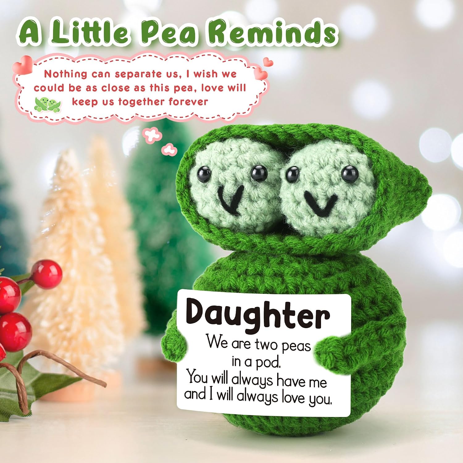 LEJIAJINW Cute Mini Handmade Peas Daughter Gifts Birthday Valentines Day Daughter in Law Christmas Stocking Stuffers for Women Funny Small Things for Her Mothers Day Thanksgiving