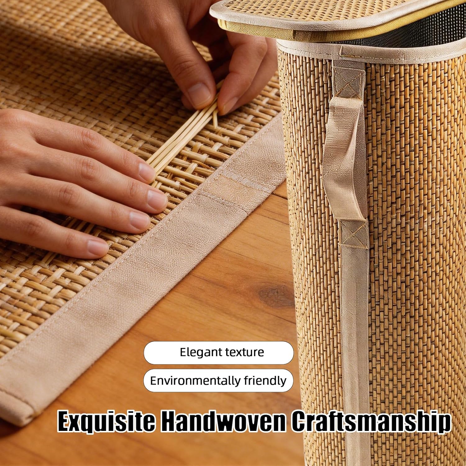 Bamboo Toilet Paper Storage Basket with Lid & Handle, 32L Large Capacity Holds 16 Rolls, Handwoven Bathroom Organizer for Toilet Paper, Sturdy Stand Holder for Home, RV, Guest Room