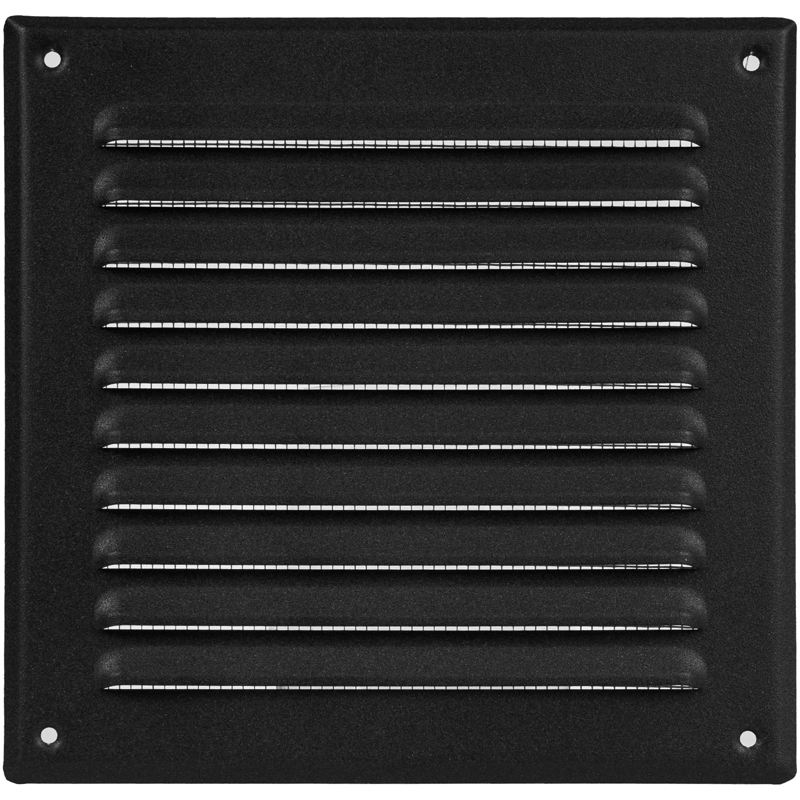 Grille d'aération carrée en acier inoxydable noir de 15,2 x 15,2 cm – Grille de retour d'air à persiennes CVC – Écran de protection intégré – Échange d'air frais dans votre maison