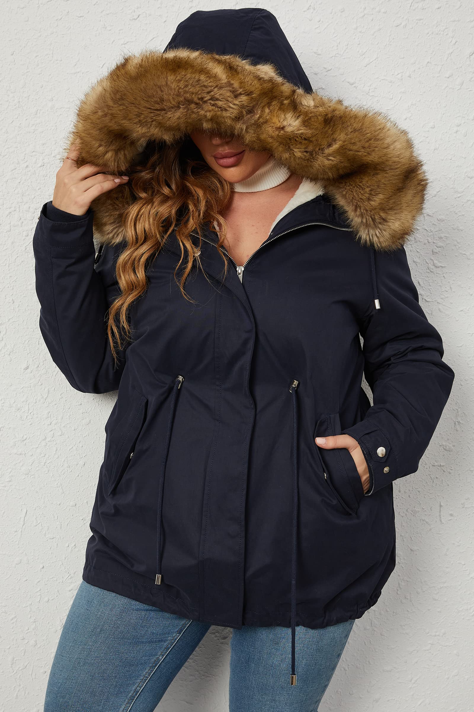Geschallino Mujer Chaqueta Tallas Grandes 3 en 1 Parka Invierno Caliente Largo Abrigo con Desmontable Forro Polar