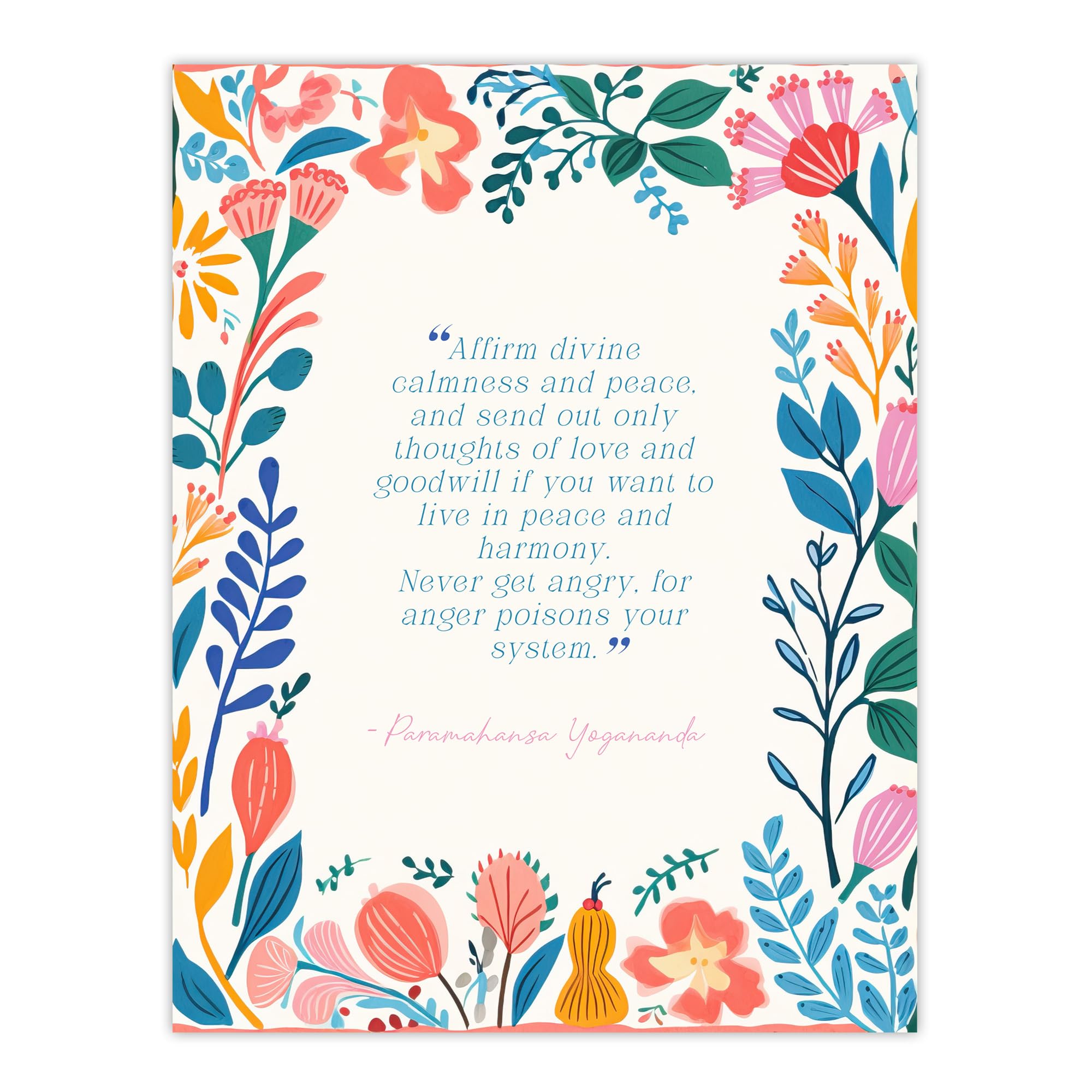Artery8 Hinduism Affirm Divine Calm Paramahansa Yogananda Veda Hindu Faith Gods Inspirational Quote Floral Artwork Large Wall Art Poster Print Thick Paper 18X24 Inch