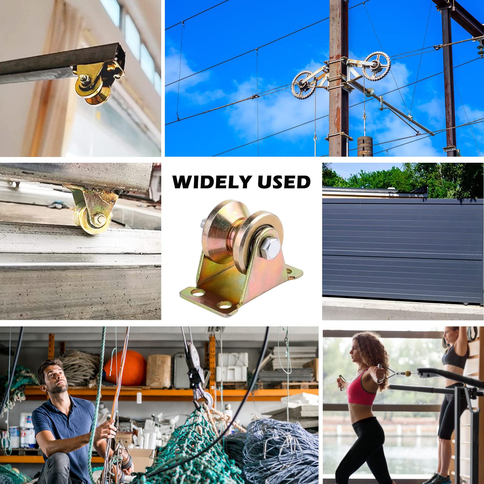 Rolki zwrotne do lin, 6 sztuk, 30 mm, stalowe kółka skrętne, pogrubiona stal, kółka linowe do dużych obciążeń, do lin stalowych, duża nośność, do użytku wewnątrz i na zewnątrz, zasłony