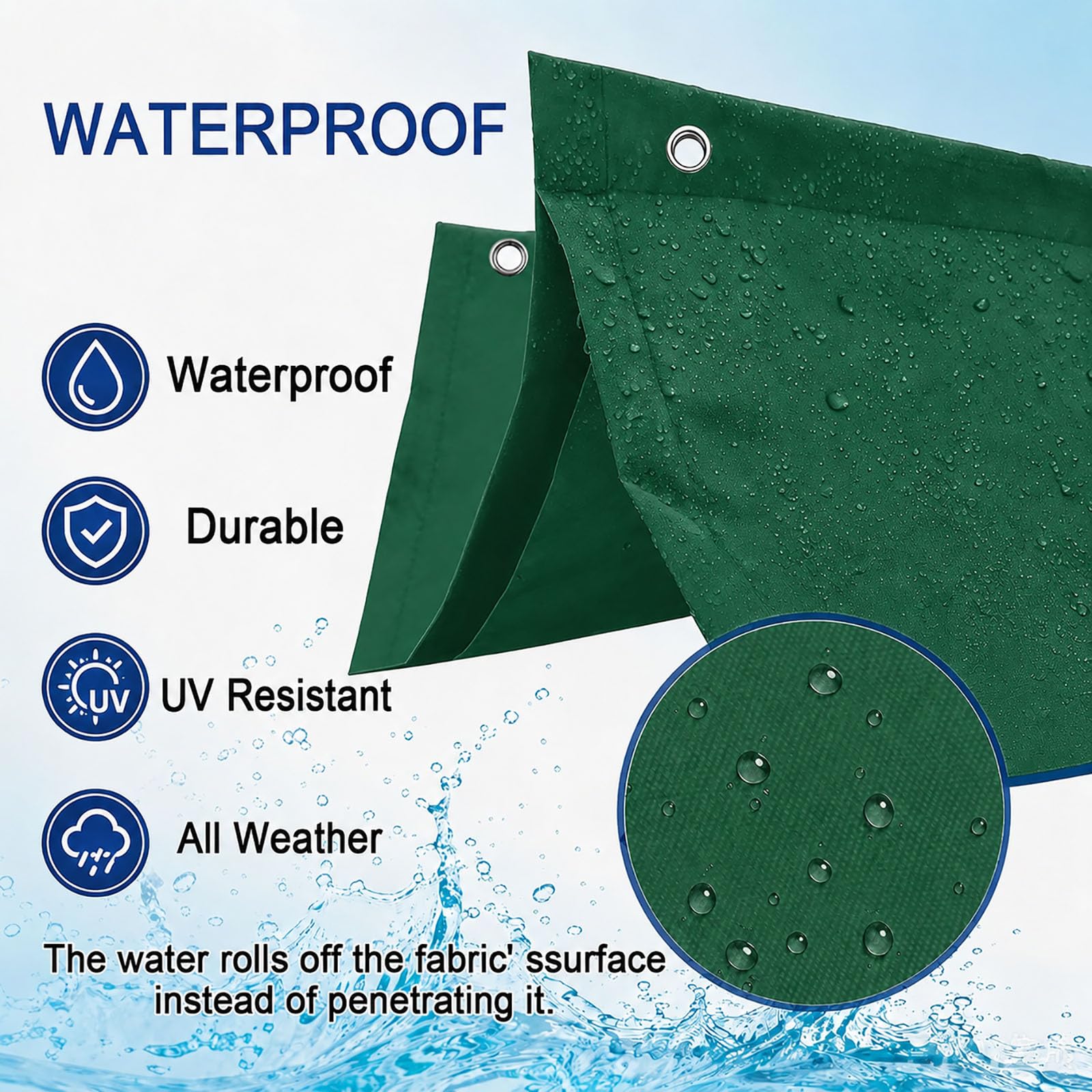 Toldo Vela de Sombra Retráctil 100 x 1150 cm Protección UV 98% Resistente Al Clima y Desgarro Resistente a Desgarros Impermeable Toldo Vela de Sombra para Terraza Jardín, Verde