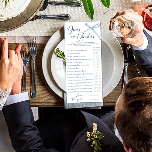 Miniatura 5 de Juegos de fiesta de boda con lazo azul, juegos de boda para 25 invitados, tarjetas de fiesta de compromiso, suministros de fiesta de compromiso y