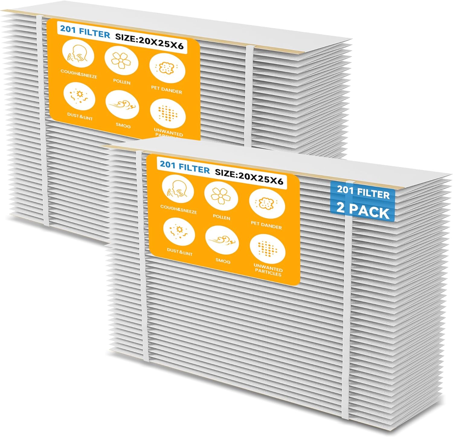 2 Pack 201 Replacement Filter MERV 10 Compatible with Aprilaire 2200, 2250, Space Gard 2200 Whole House Air Cleaner Purifiers and Lennox PMAC-20C (Lennox X0445), MERV-10 Air Filter Replacement