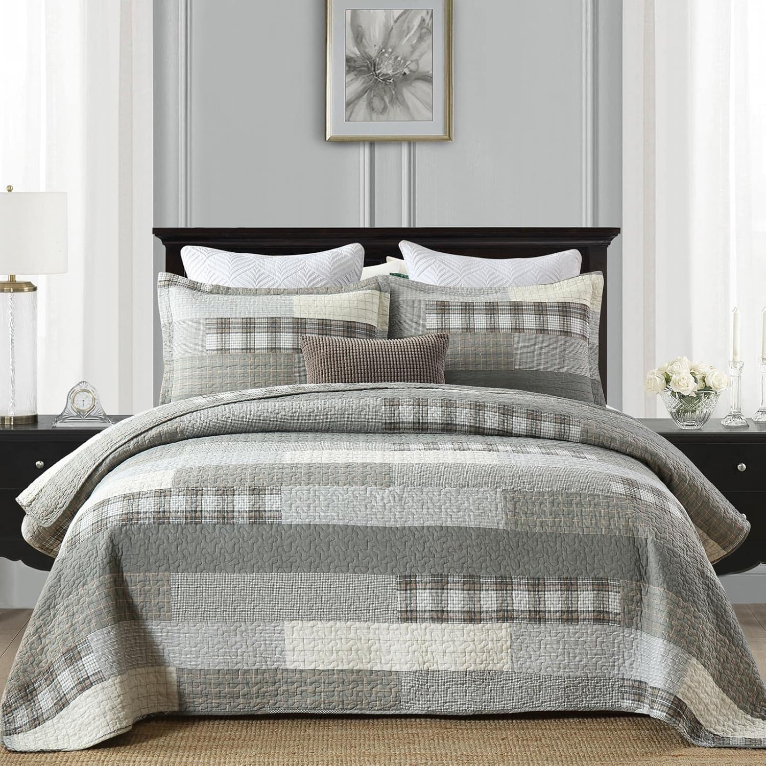 YPLWOMEN Bed Quilts Queen Size 100 Cotton Rustic Queen Bedspread