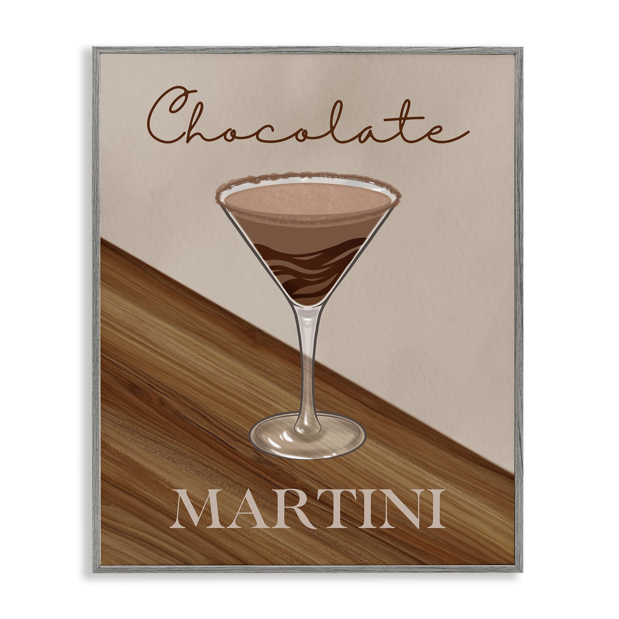 Stupell Industries Farmhouse Gray (Textured) 'Chocolate Martini On Brown'| Framed Giclee Art