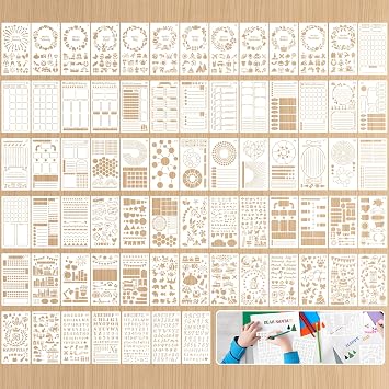 72 PCS Journal Stencils, Plastic Planner Stencils 4x7 Inches