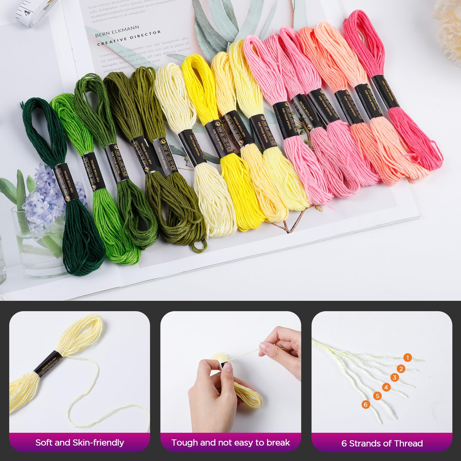 Romon Embroidery Threads, Cross Stitch Threads 50 Skeins Cotton Embroidery Floss Crochet Thread - Image 4