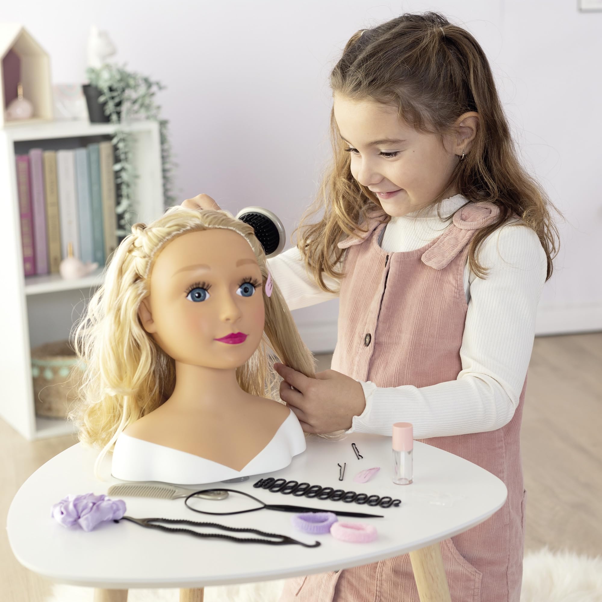 Smoby My Beauty Głowica do stylizacji włosów blond zabawka dla dzieci 19 akcesoriów termoczuły makijaż od 3 lat